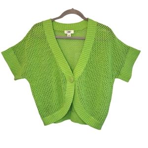 Cato Green Open Weave Button Front Cardigan Shrug Plus Size 14/16W